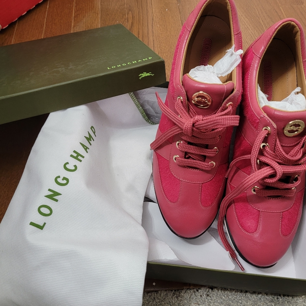 New Longchamp calf hair leather sneakers